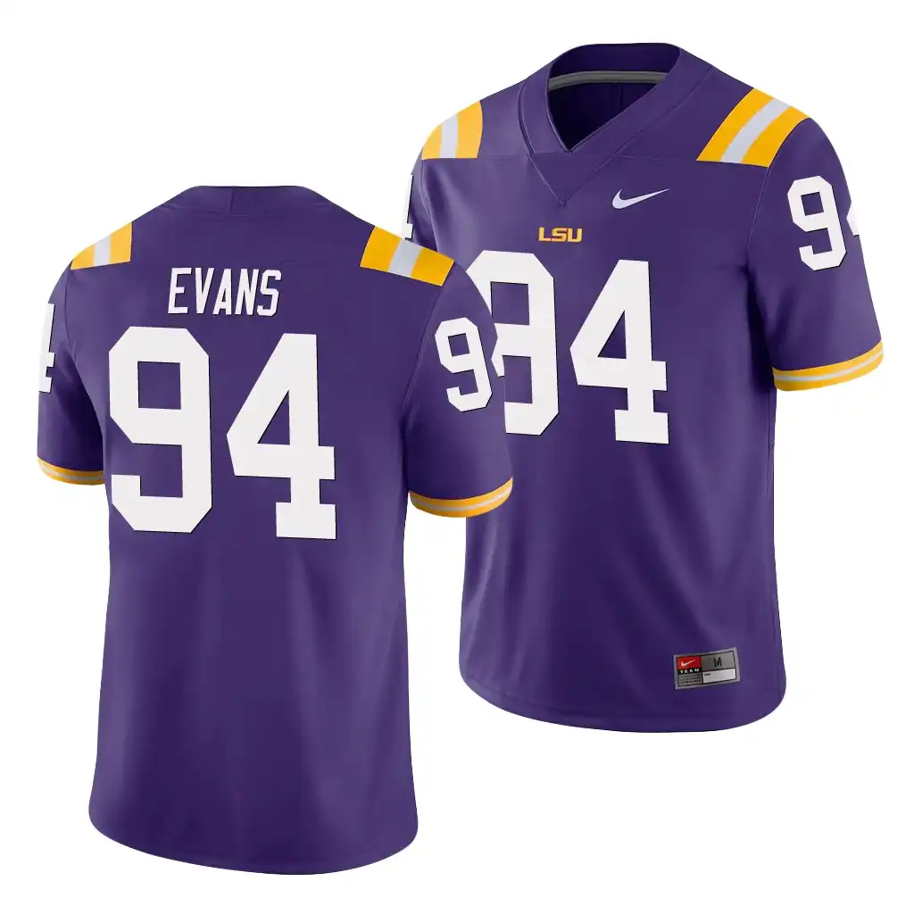 Men's LSU Tigers Joseph Evans #94 Game Purple NCAA Football Jersey